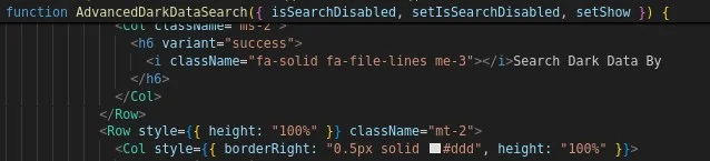 Flock Nova code for an Advanced Dark Data Search panel headed Search Dark Data By.